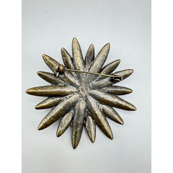 Vintage Sea Urchin Aurora Borealis Bronze Tone Brooch - Picture 4 of 8